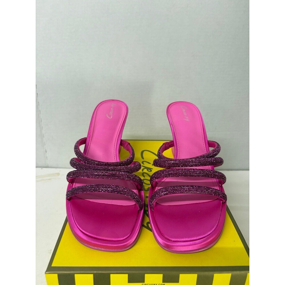 Circus NY Women's Heddie Embellished Mule Sandals in Pink Punch Block Heel Sz 9M - Picture 4 of 8